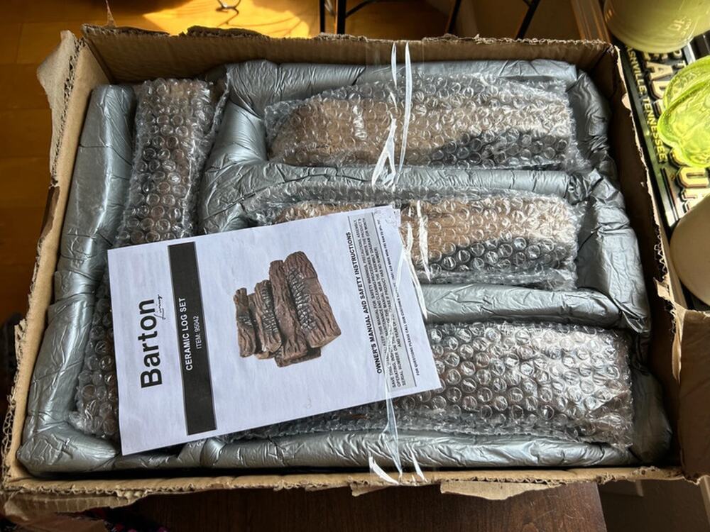 New Barton Living Ceramic Log Set designed for gas fireplaces